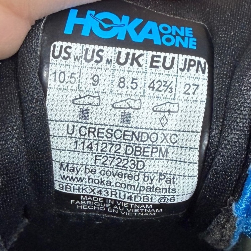Hoka Crescendo XC Blue Yellow Cross Country Racing Spikes Mens 9 Womens 10.5 - Picture 8 of 8